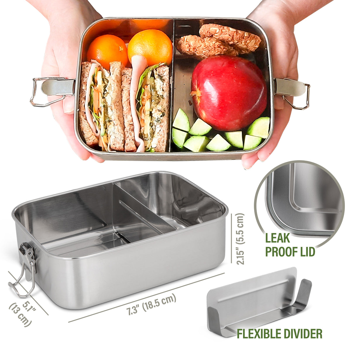 Stainless Steel Lunch Box with 3 COMPARTMENT, LEAK PROOF Tiffin Box
