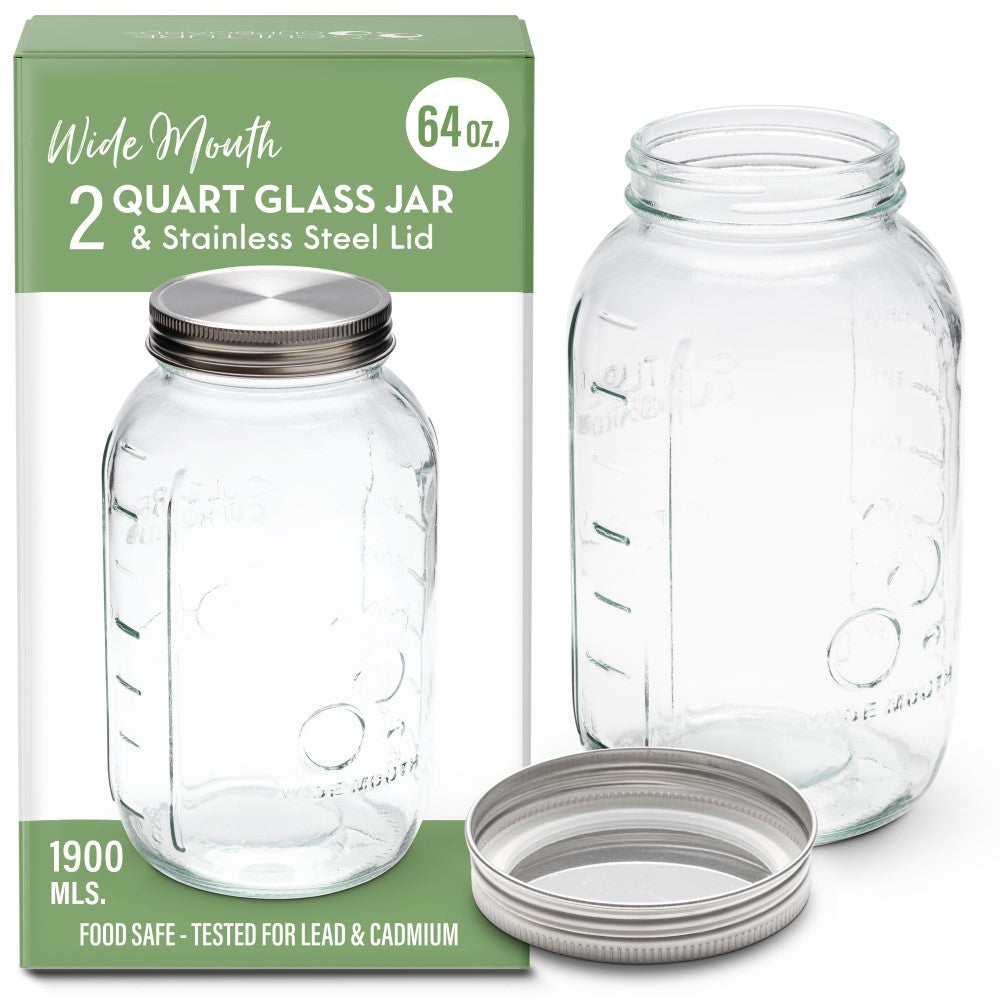Qianfenie Glass Jars with Airtight Lids, 2 Pack - 1 Gallon Wide Mouth  Storage Mason Jars with Hinged with 1 Replacement Silicone Gaskets for